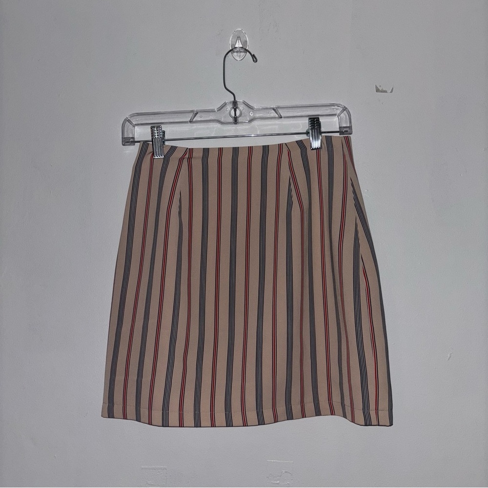 The Fifth Label Beige Burgundy Striped Y2K Mini Skirt XXS